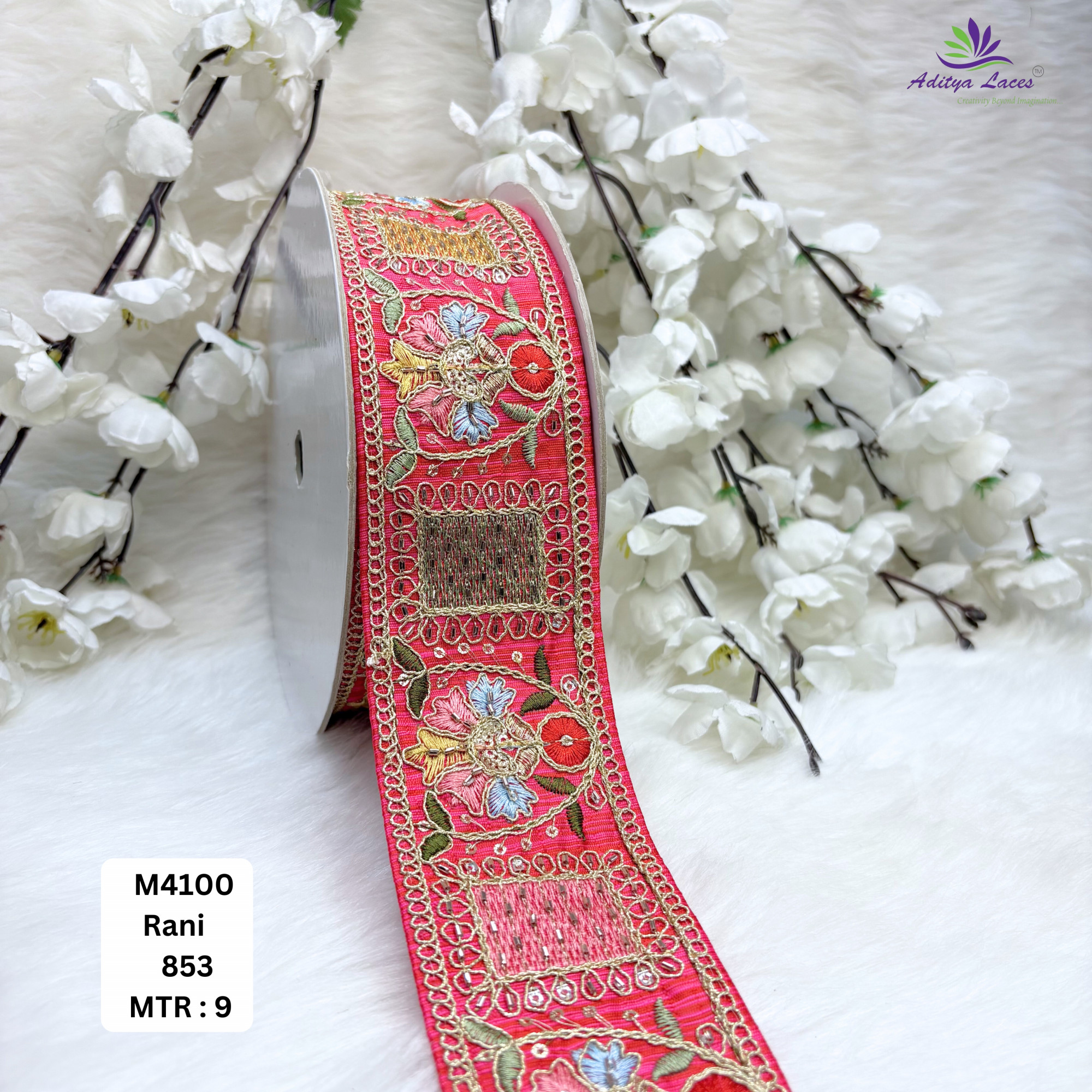 Malbari Multicolor Embroidery Lace Trim Designer Saree Border Bridal Decorative Lace Wholesale Supplier