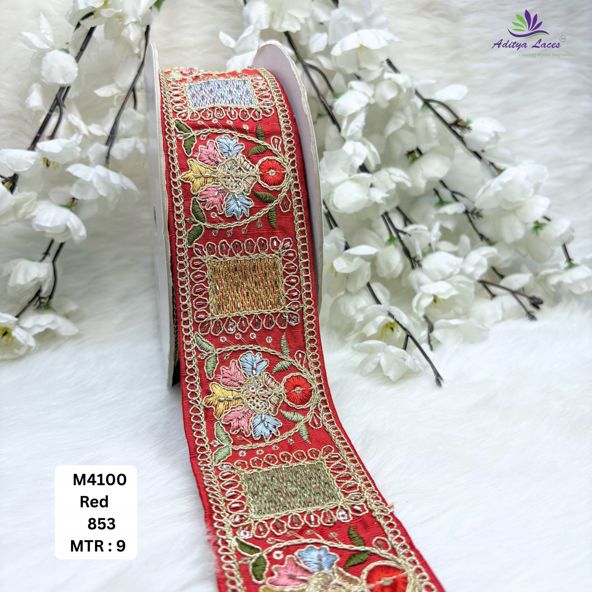 Malbari Multicolor Embroidery Lace Trim Designer Saree Border Bridal Decorative Lace Wholesale Supplier