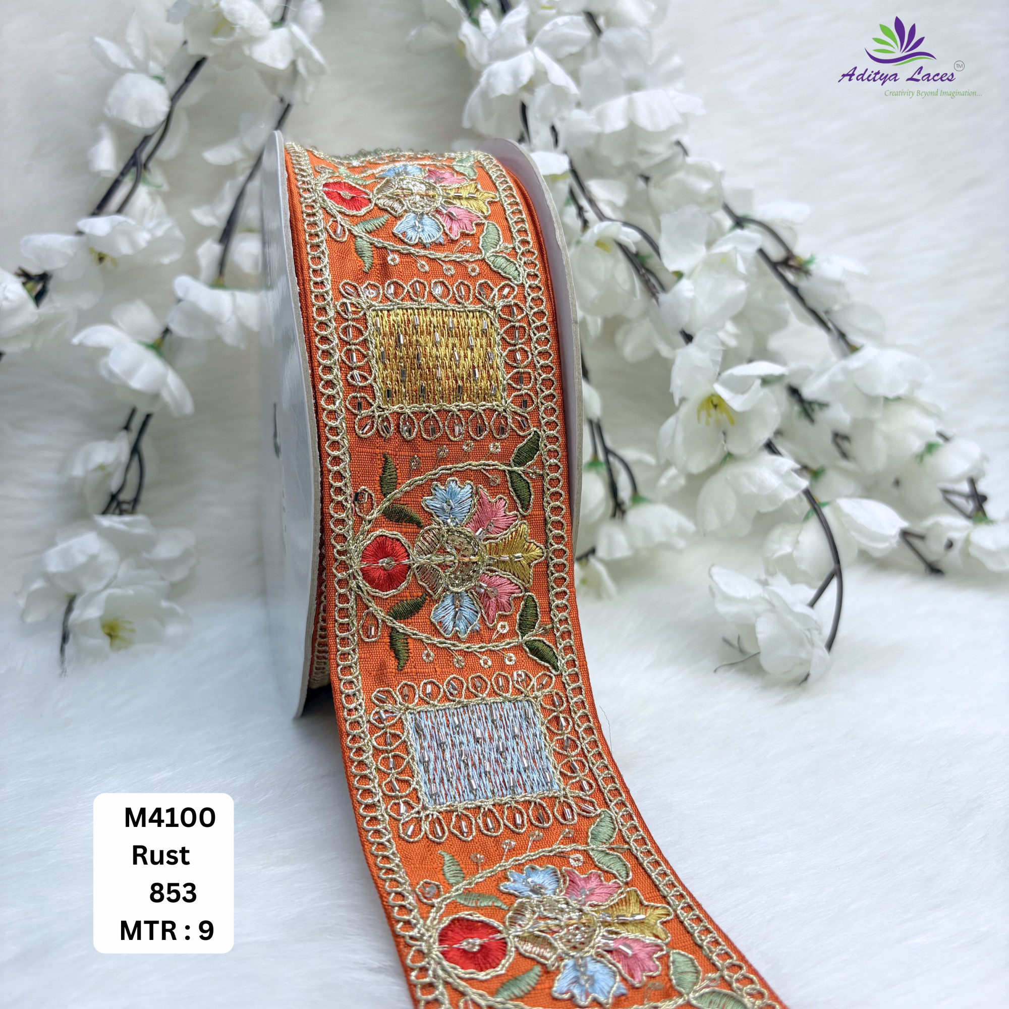 Malbari Multicolor Embroidery Lace Trim Designer Saree Border Bridal Decorative Lace Wholesale Supplier