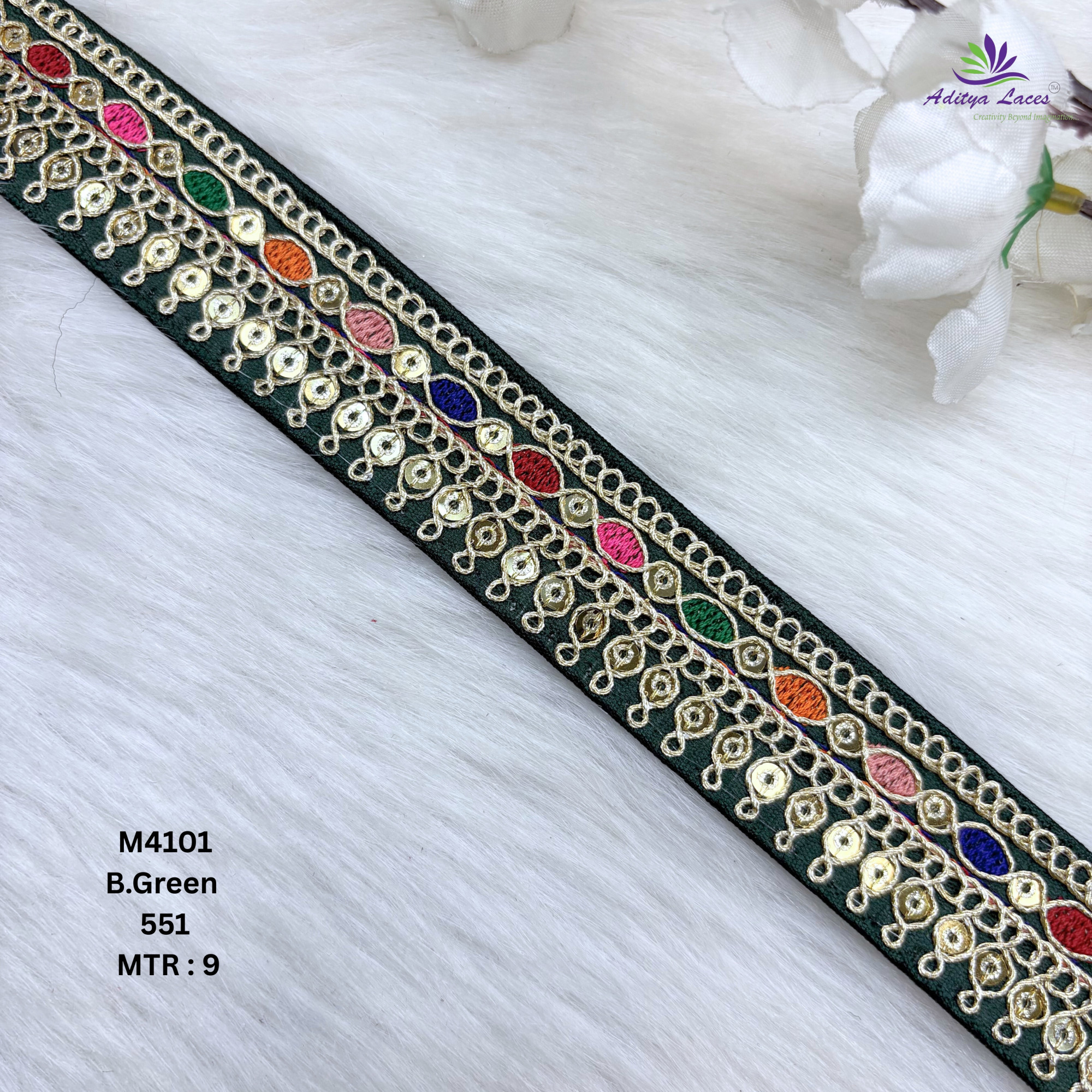 Malbari Embroidery Lace Trim Designer Saree Border Bridal Beads Lace for Ethnic Fashion