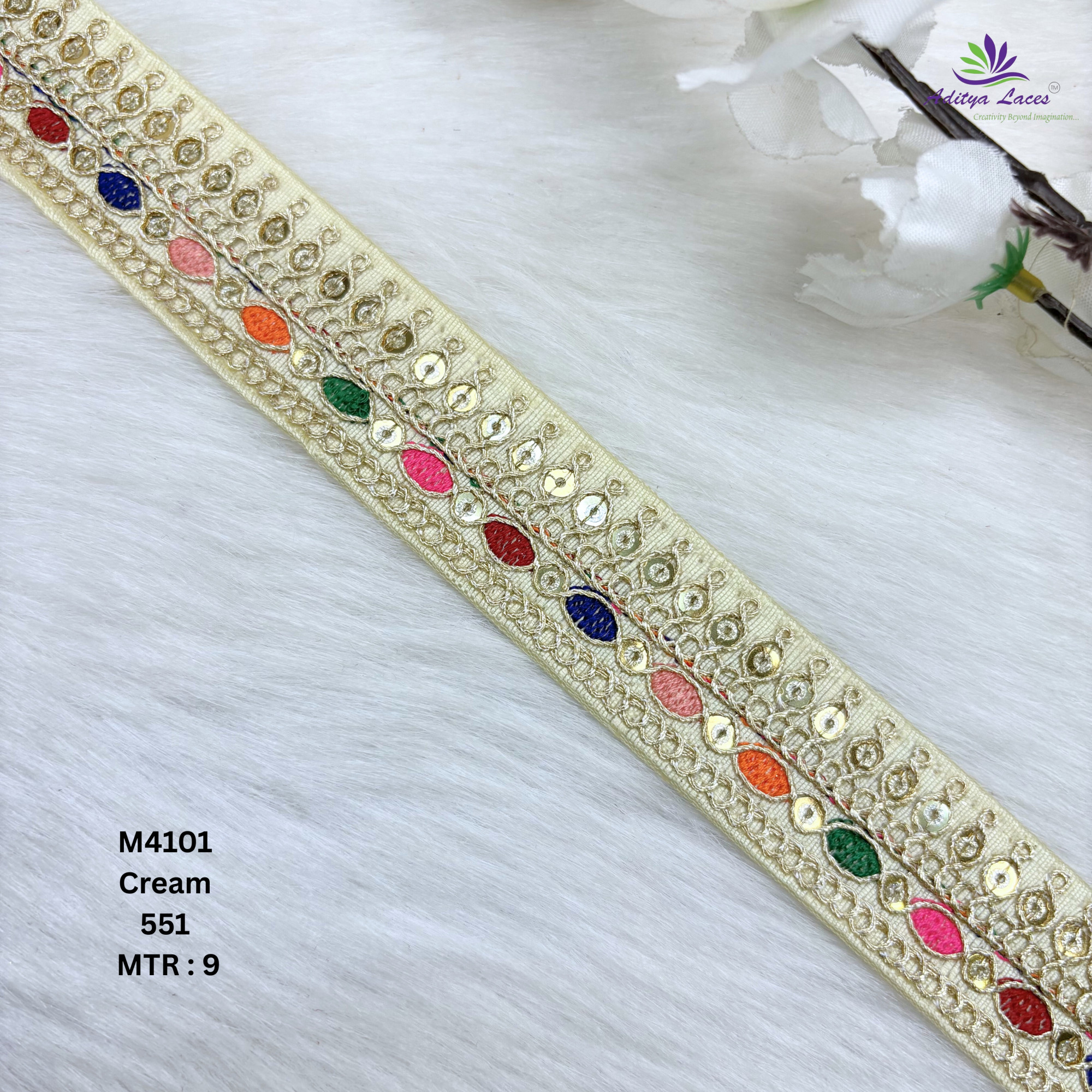 Malbari Embroidery Lace Trim Designer Saree Border Bridal Beads Lace for Ethnic Fashion