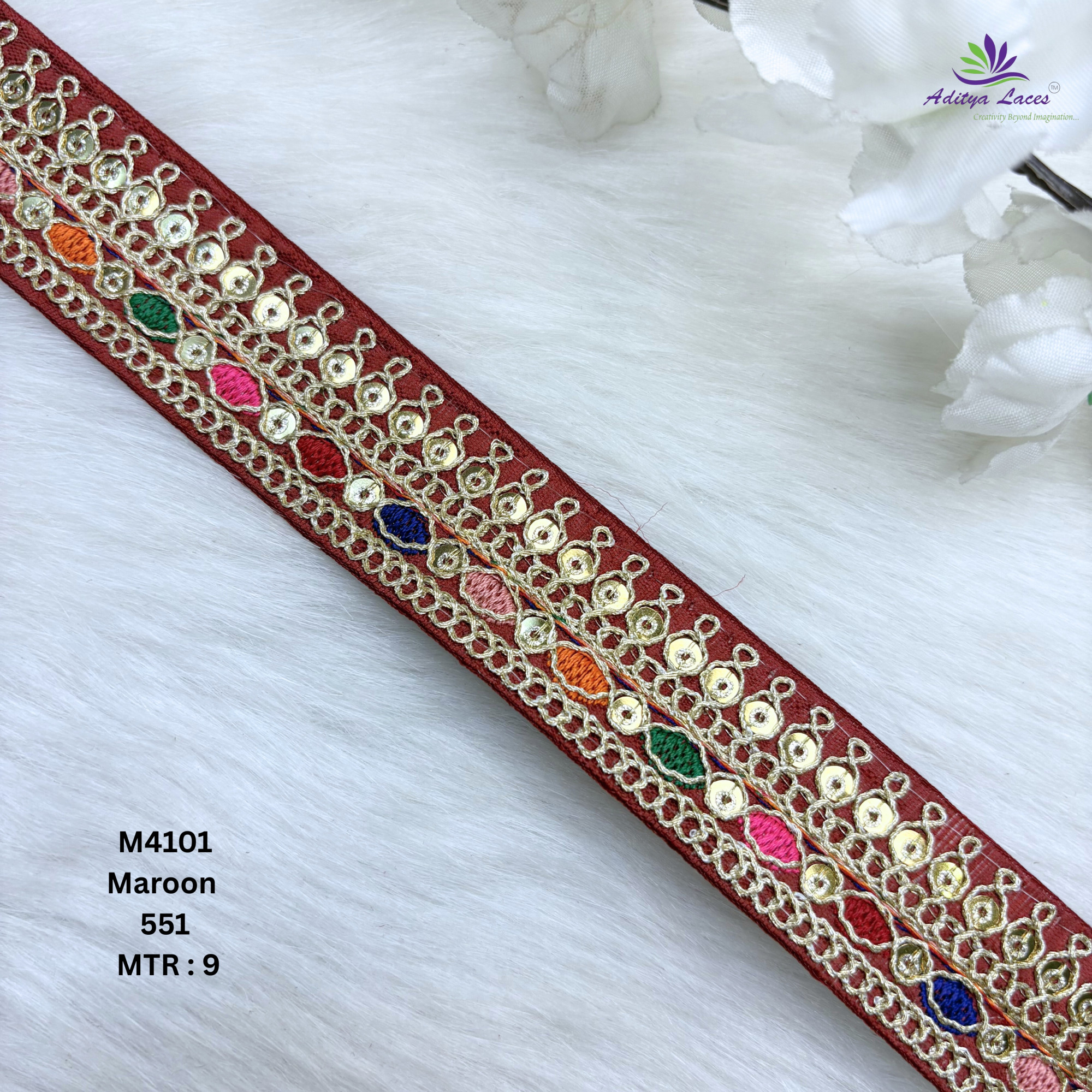 Malbari Embroidery Lace Trim Designer Saree Border Bridal Beads Lace for Ethnic Fashion