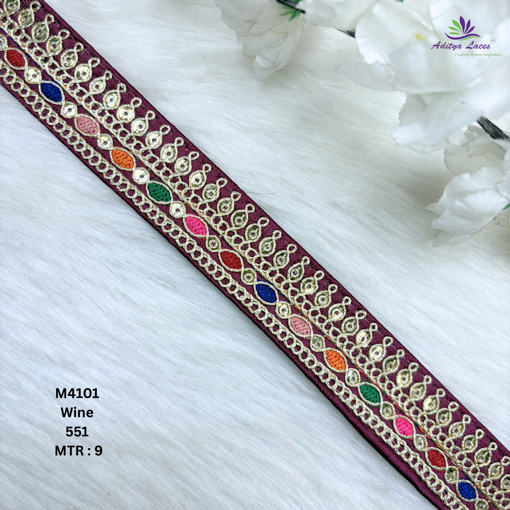 Malbari Embroidery Lace Trim Designer Saree Border Bridal Beads Lace for Ethnic Fashion