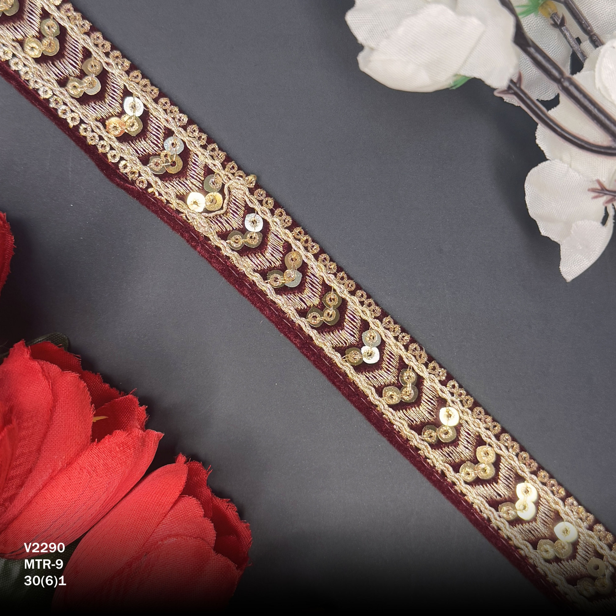 Elegant Velvet Lace Border Trim for Saree Lehenga Bridal Wear