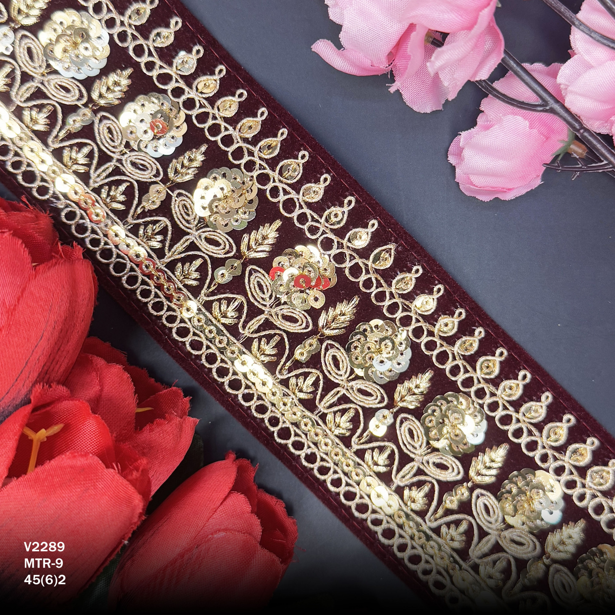 Elegant Velvet Lace Border Trim for Saree Lehenga Bridal Wear