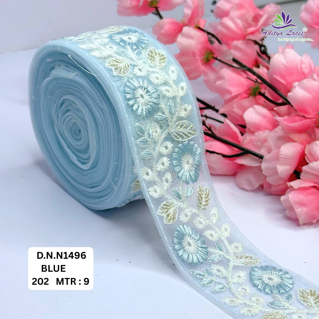 Stylish Embroidered Net Lace Border for Saree Bridal Wear