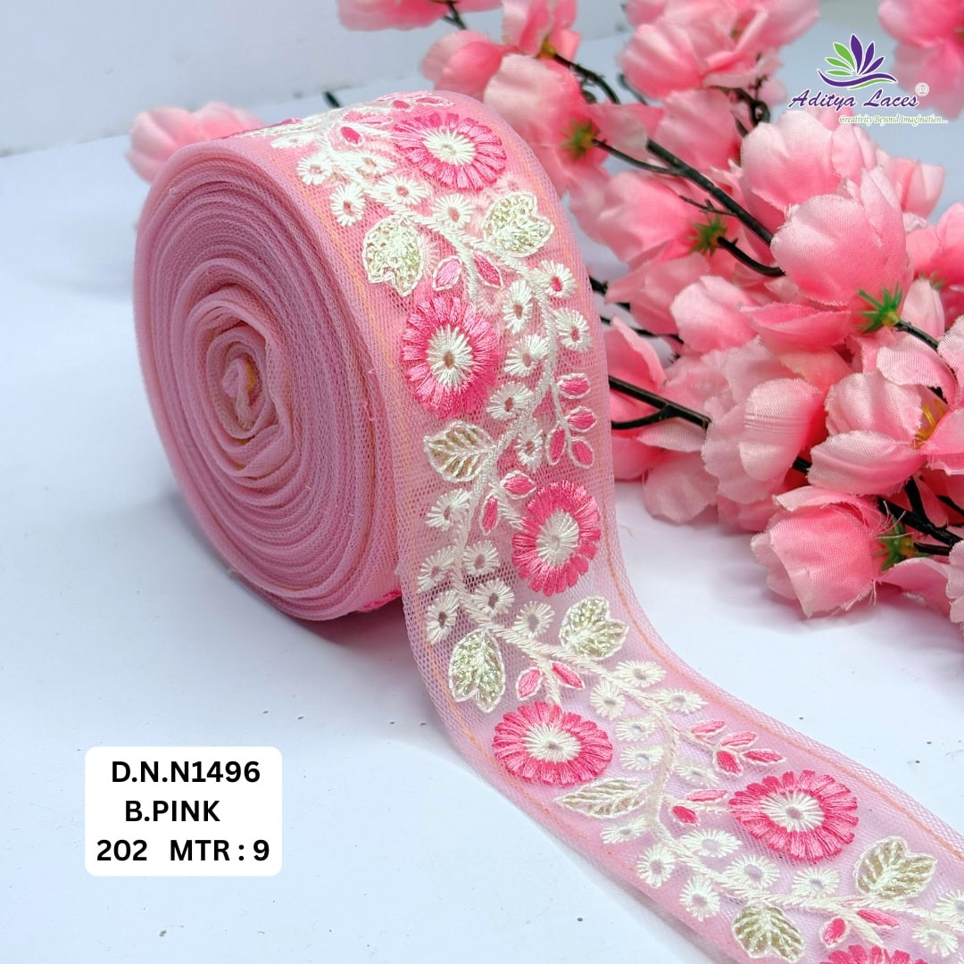 Stylish Embroidered Net Lace Border for Saree Bridal Wear