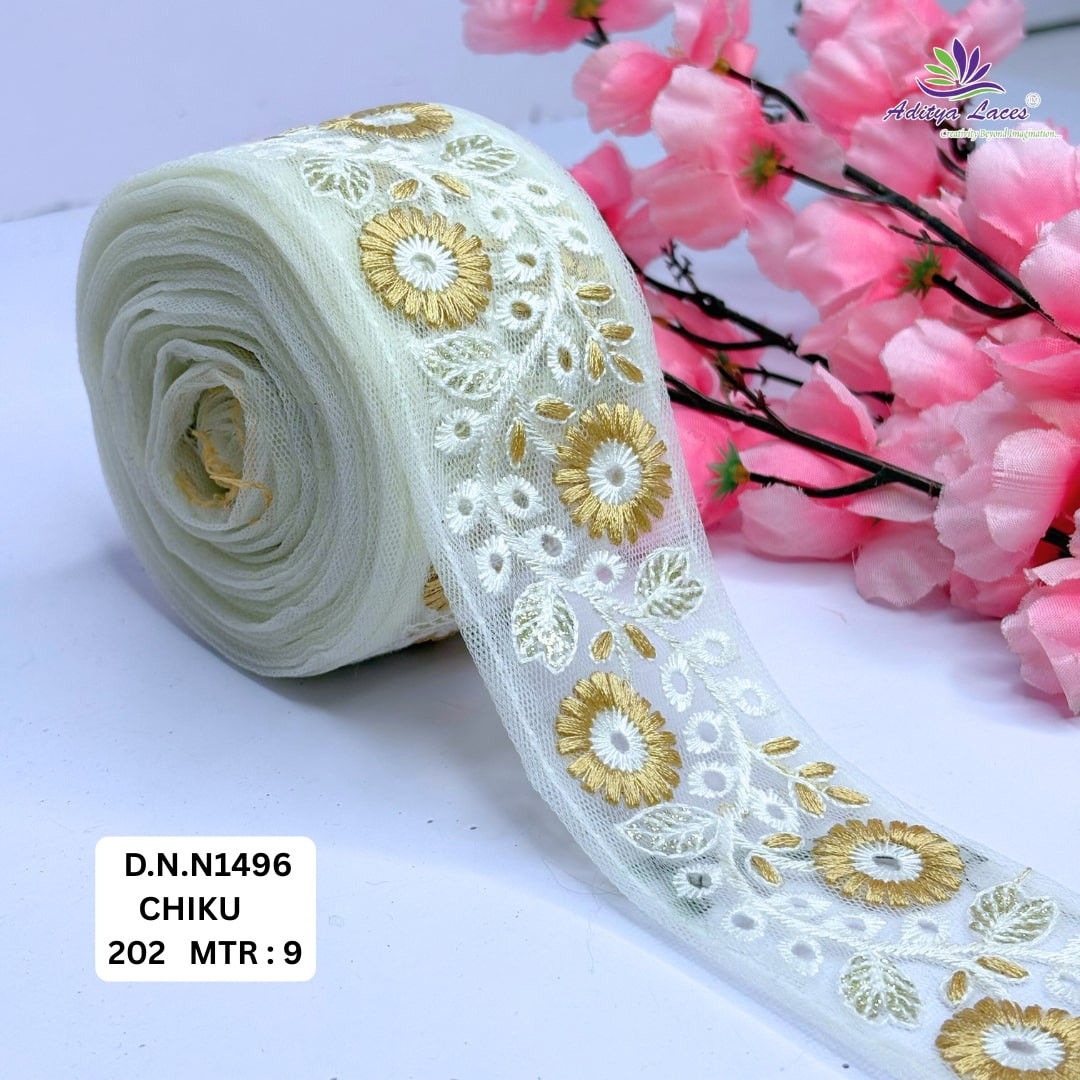 Stylish Embroidered Net Lace Border for Saree Bridal Wear
