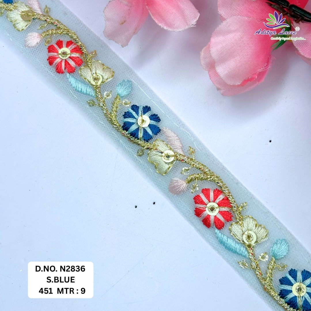 Luxury Embroidered Net Lace Border for Saree Bridal Wear