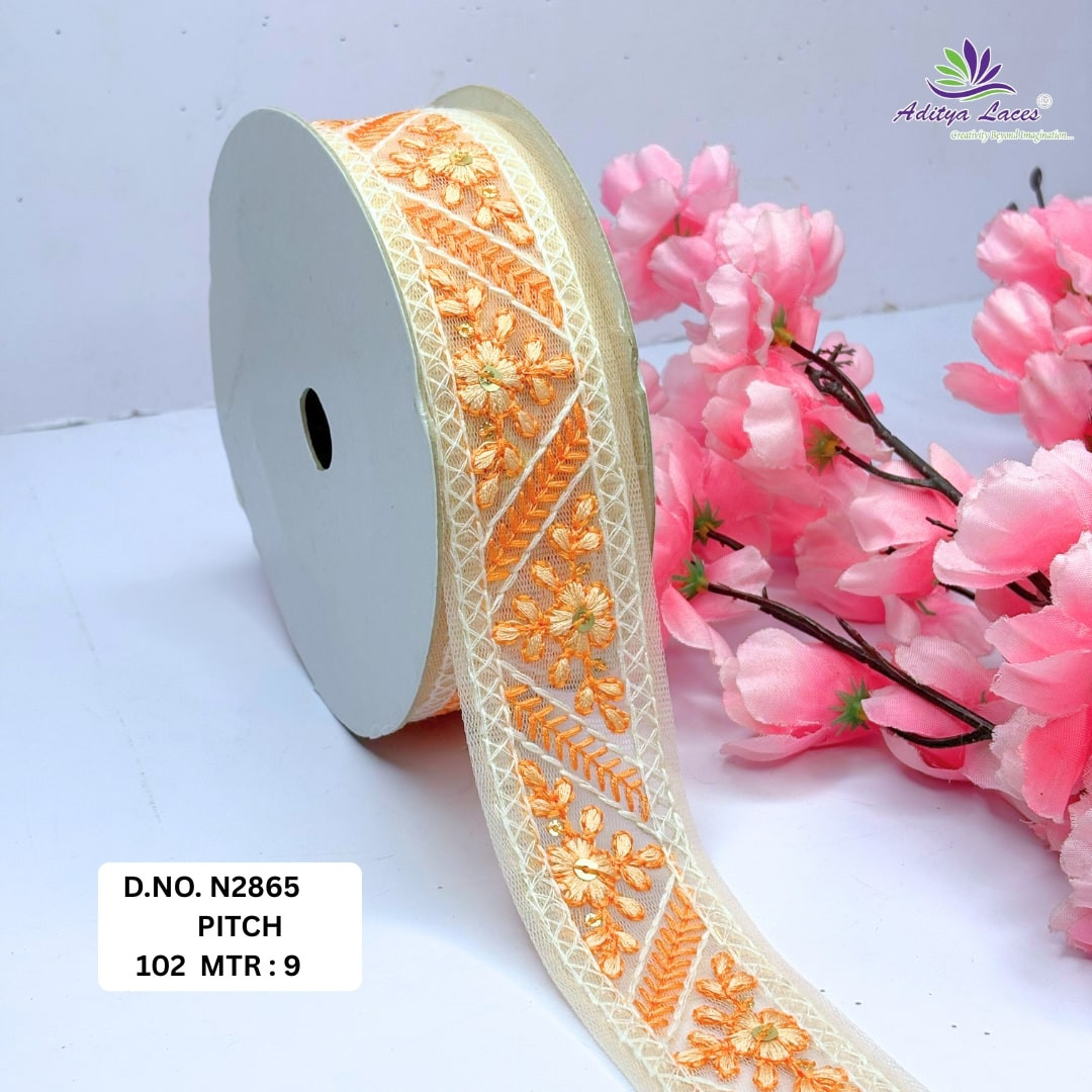 Stylish Embroidered Net Lace Border for Saree Bridal Wear