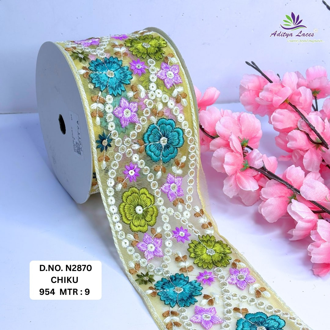Traditional Embroidered Net Lace Border for Saree Bridal Wear