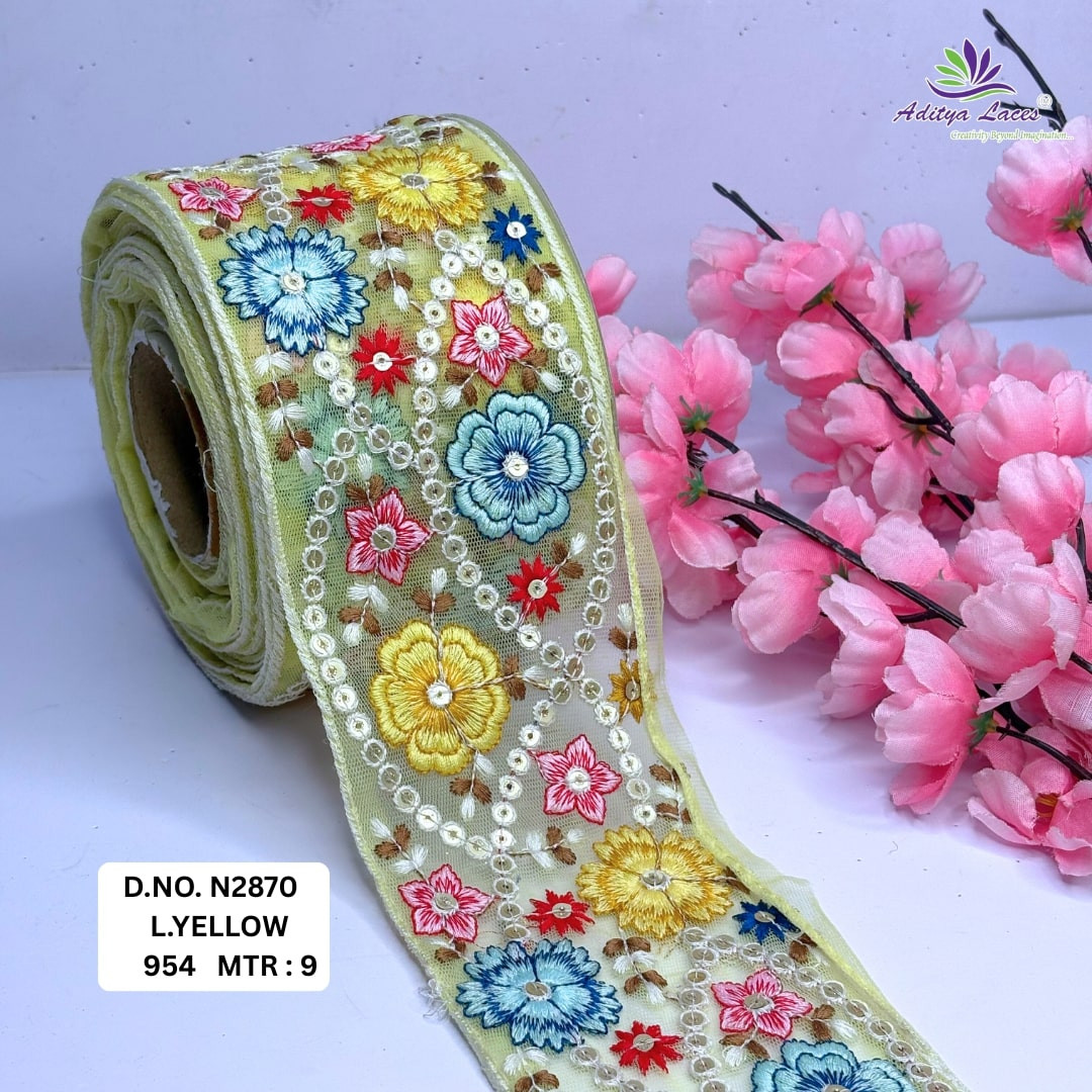 Traditional Embroidered Net Lace Border for Saree Bridal Wear
