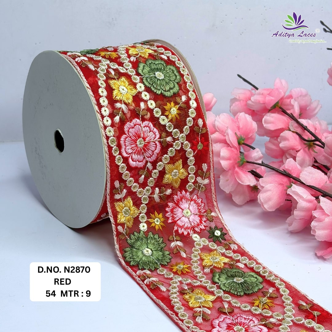 Traditional Embroidered Net Lace Border for Saree Bridal Wear
