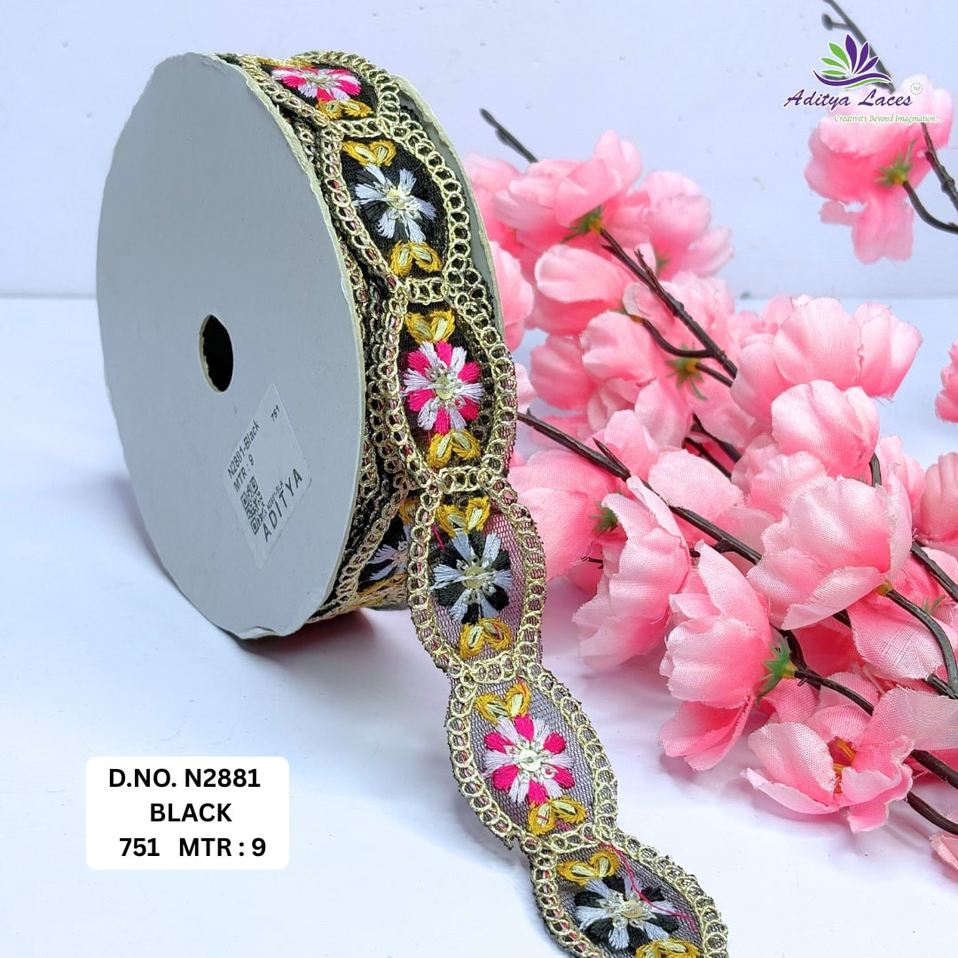 Decorative Embroidered Net Lace Border for Saree Bridal Wear