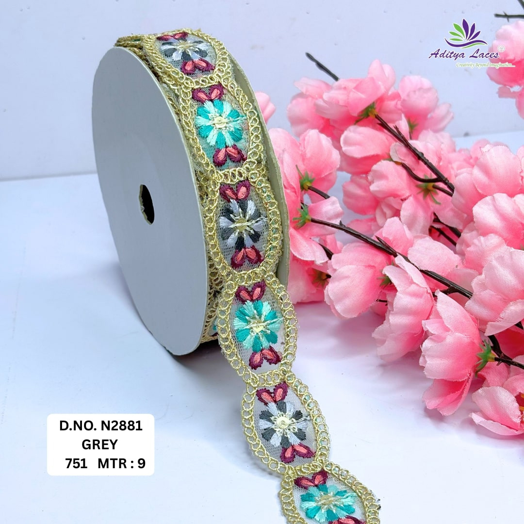 Decorative Embroidered Net Lace Border for Saree Bridal Wear