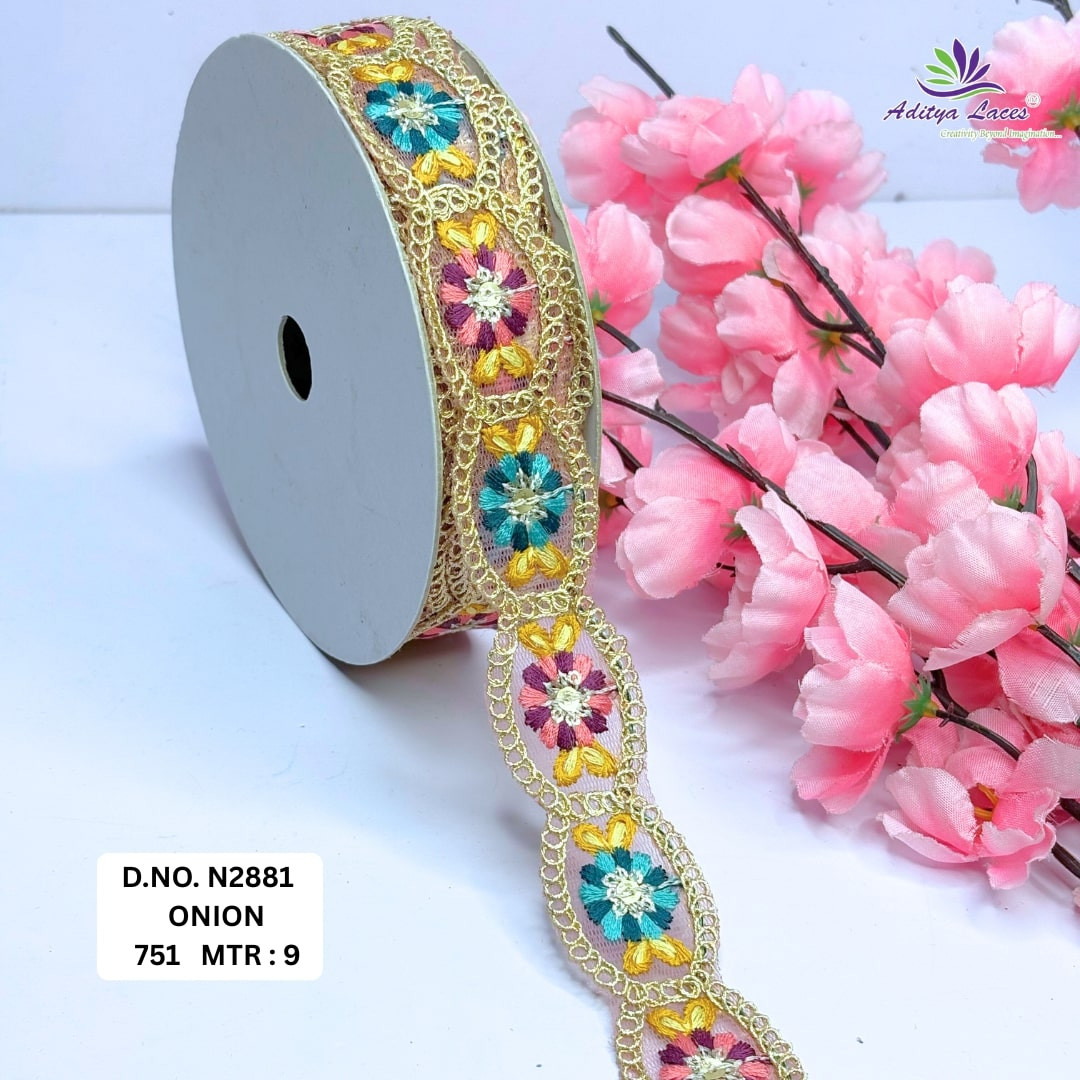 Decorative Embroidered Net Lace Border for Saree Bridal Wear