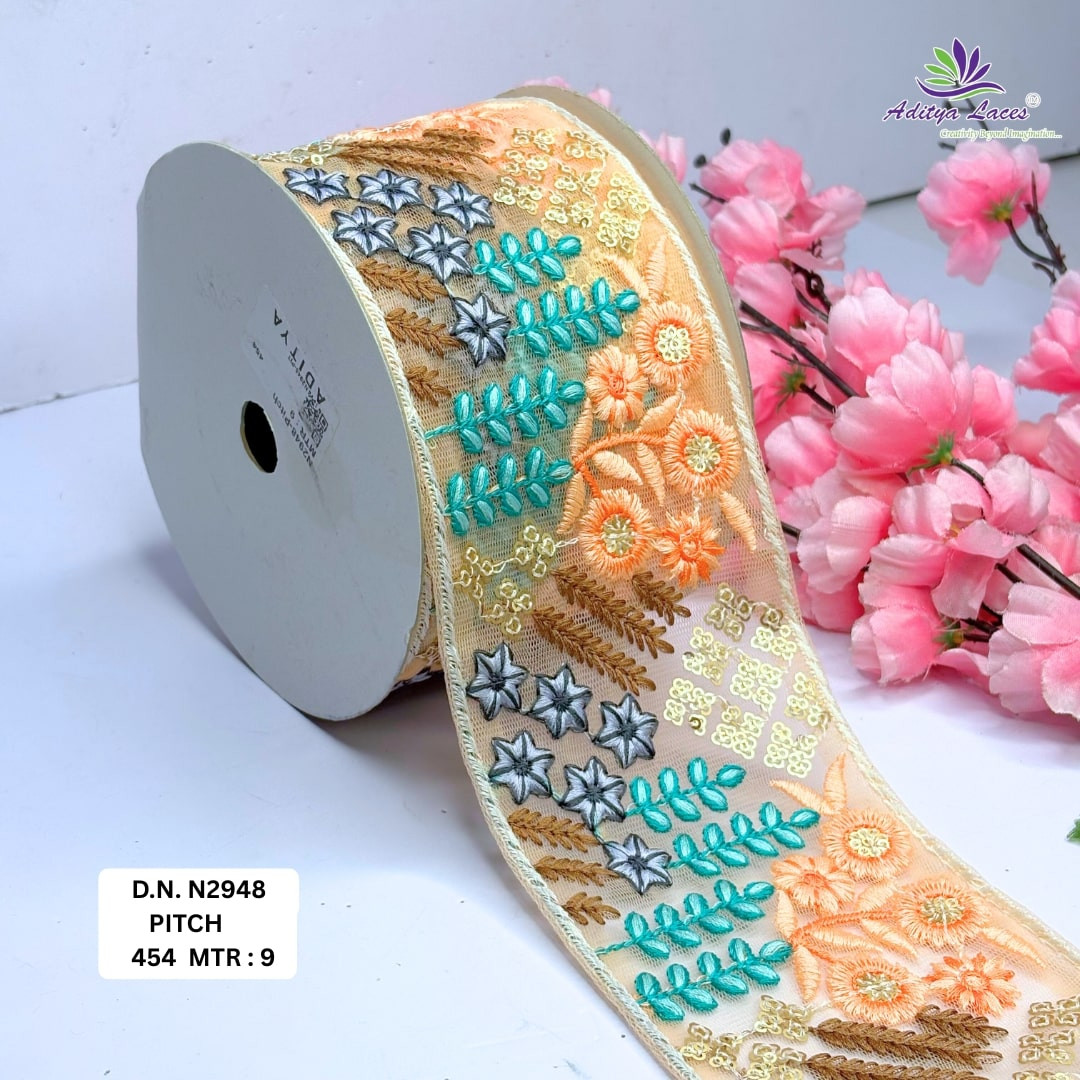 Luxury Embroidered Net Lace Border for Saree Bridal Wear