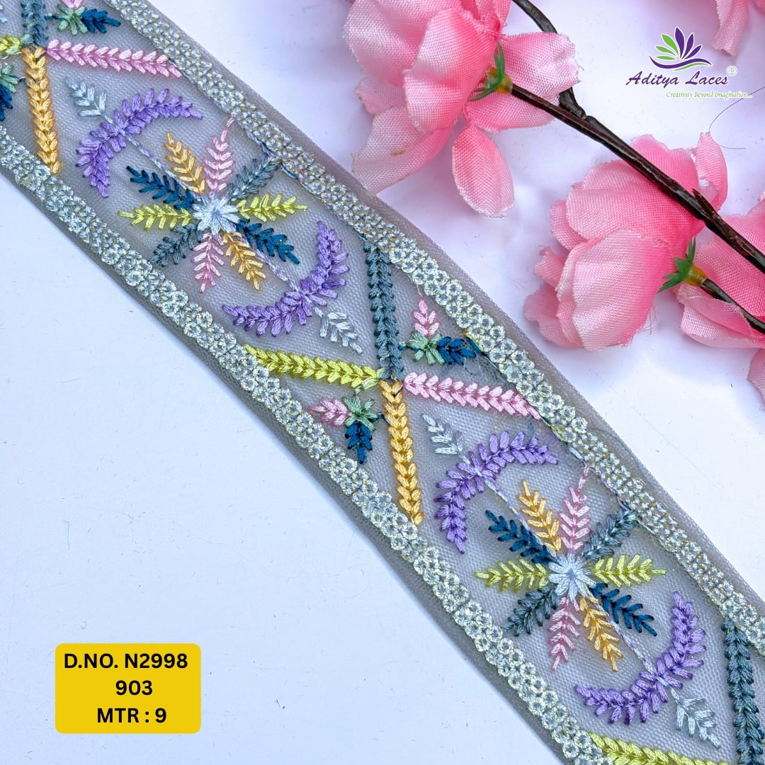 Luxury Embroidered Net Lace Border for Saree Bridal Wear