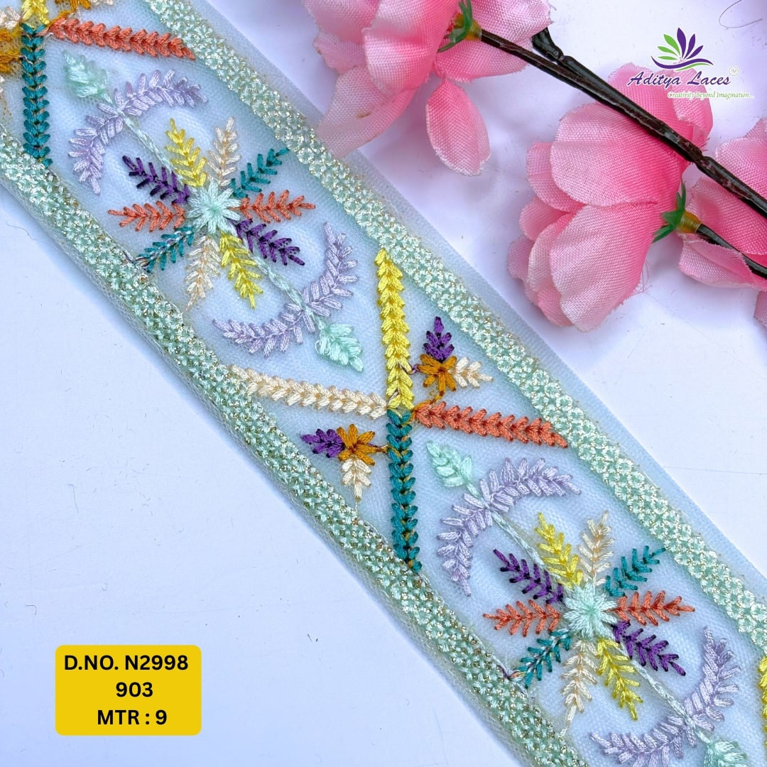 Luxury Embroidered Net Lace Border for Saree Bridal Wear
