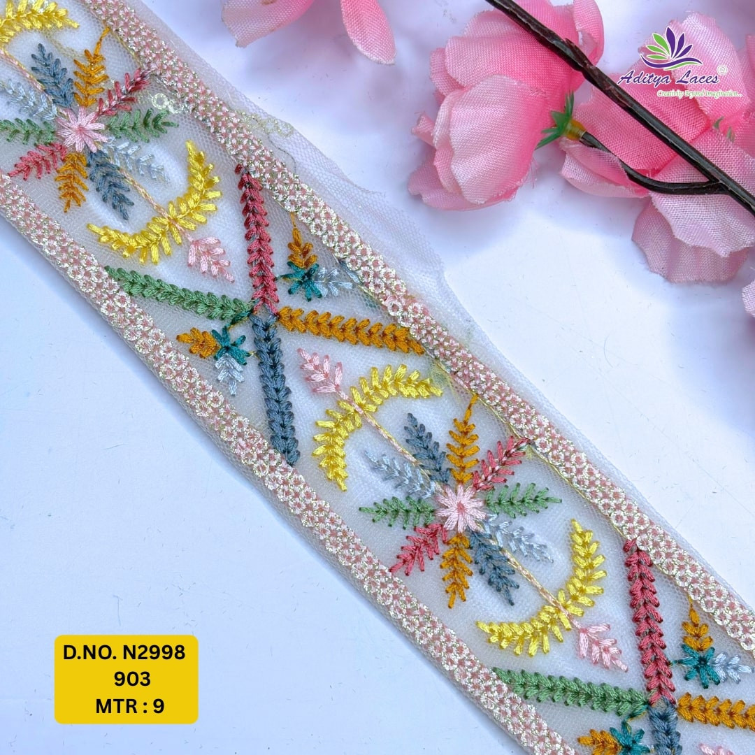 Luxury Embroidered Net Lace Border for Saree Bridal Wear