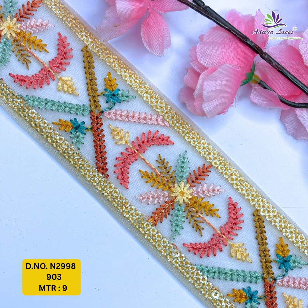 Luxury Embroidered Net Lace Border for Saree Bridal Wear