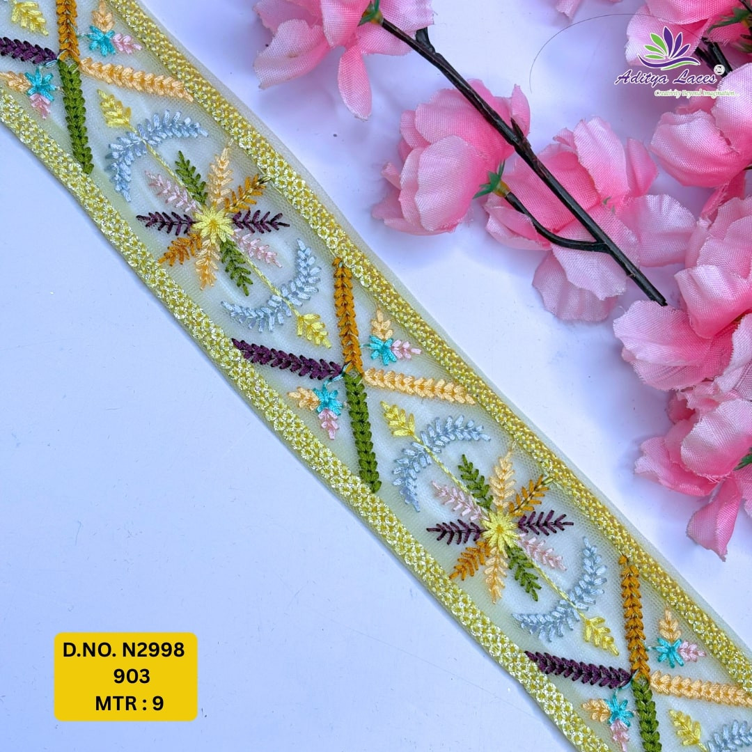 Luxury Embroidered Net Lace Border for Saree Bridal Wear