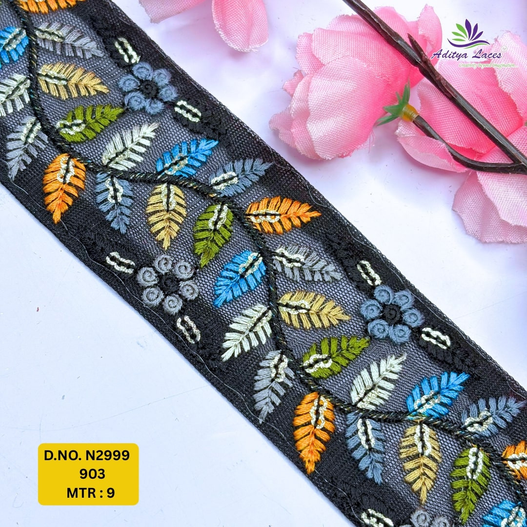 Fancy Embroidered Net Lace Border for Saree Bridal Wear
