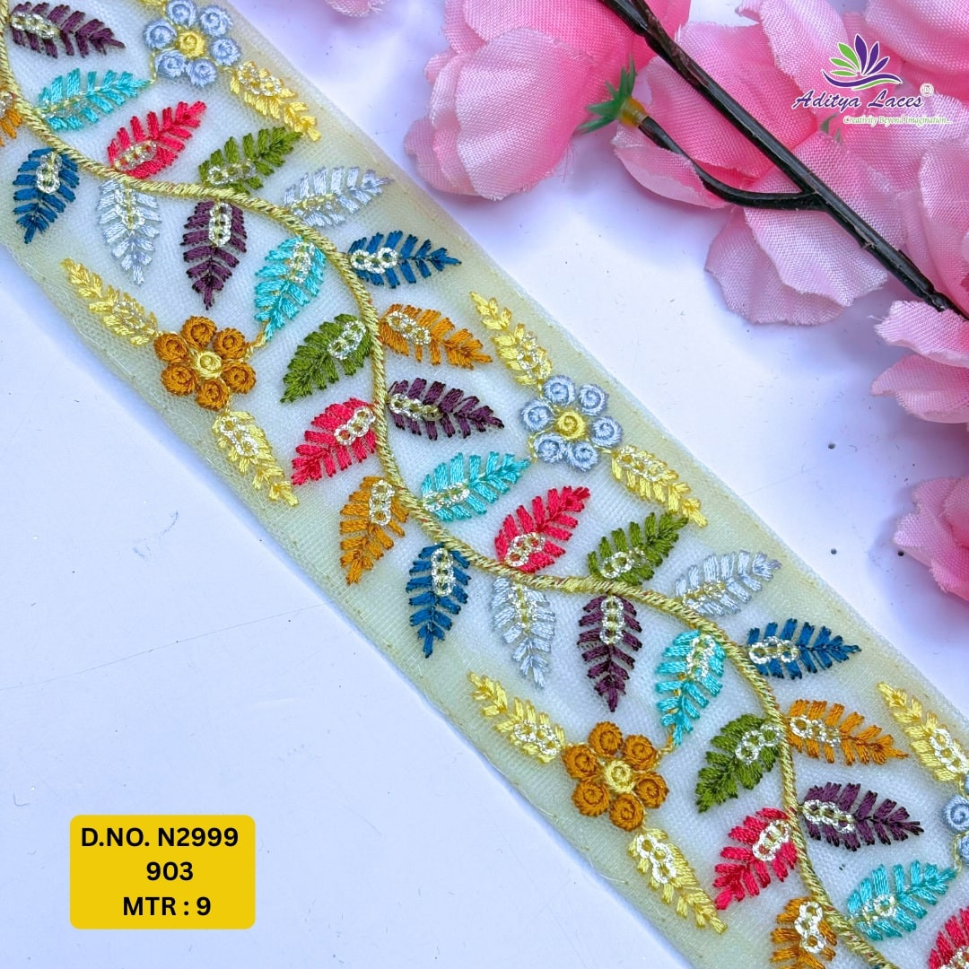 Fancy Embroidered Net Lace Border for Saree Bridal Wear
