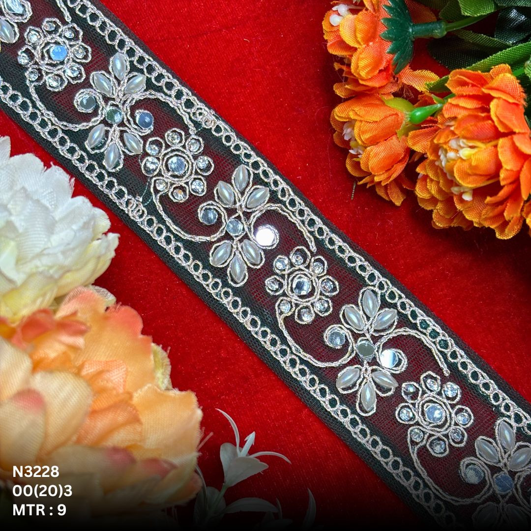Premium Net Handwork Lace Border for Saree Bridal Wear