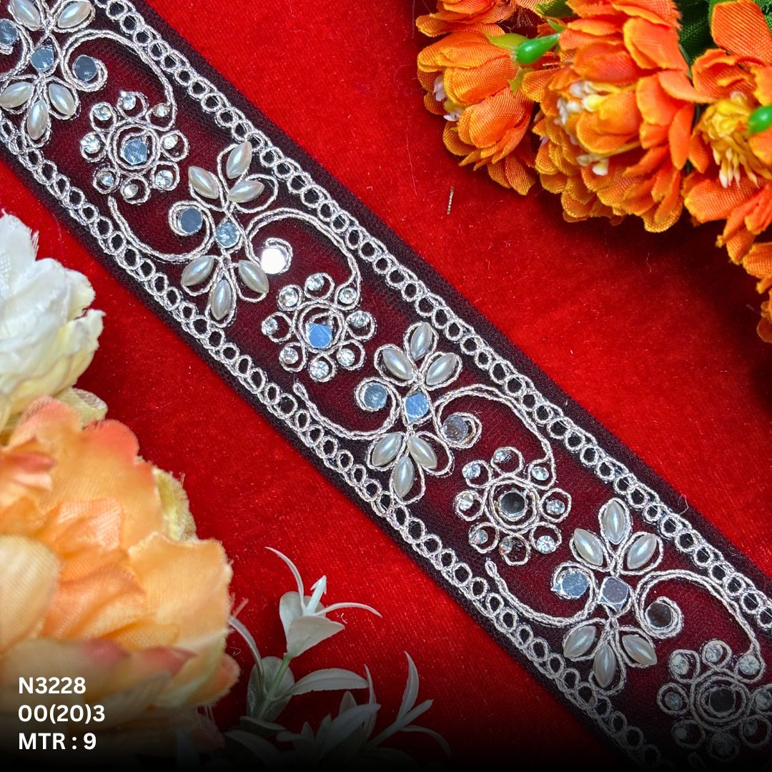 Premium Net Handwork Lace Border for Saree Bridal Wear