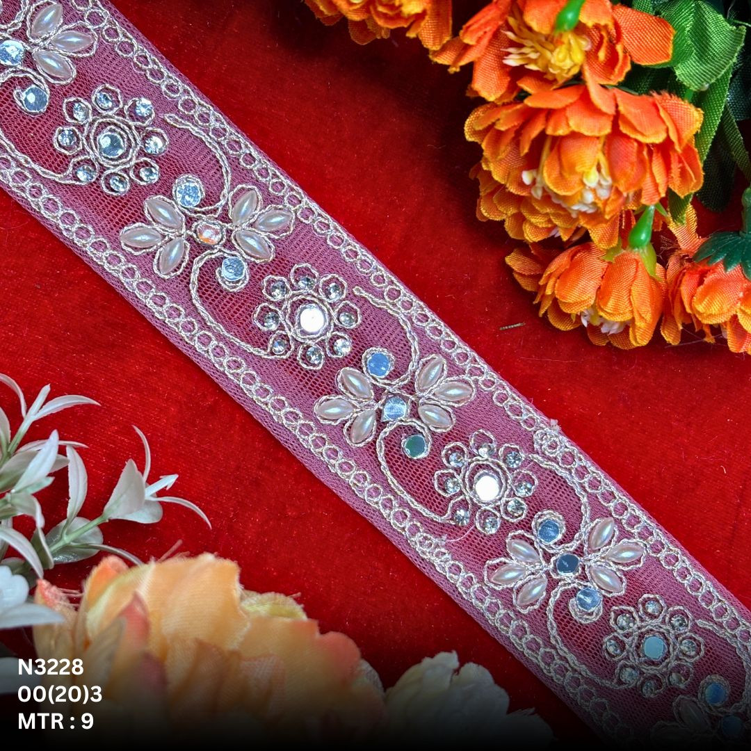 Premium Net Handwork Lace Border for Saree Bridal Wear