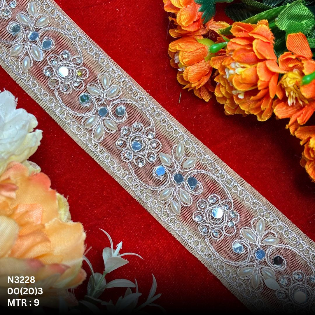 Premium Net Handwork Lace Border for Saree Bridal Wear