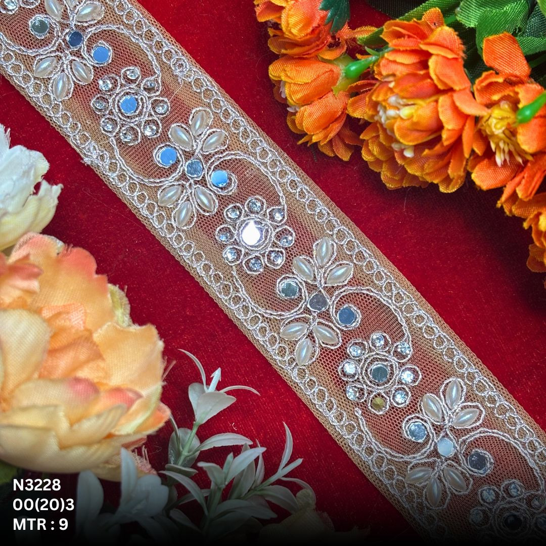 Premium Net Handwork Lace Border for Saree Bridal Wear