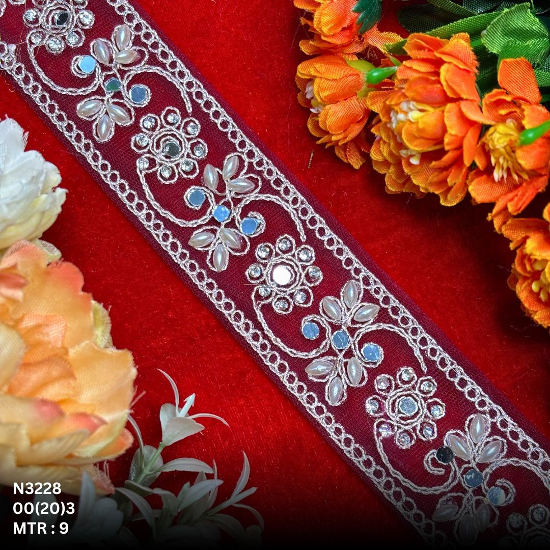 Premium Net Handwork Lace Border for Saree Bridal Wear
