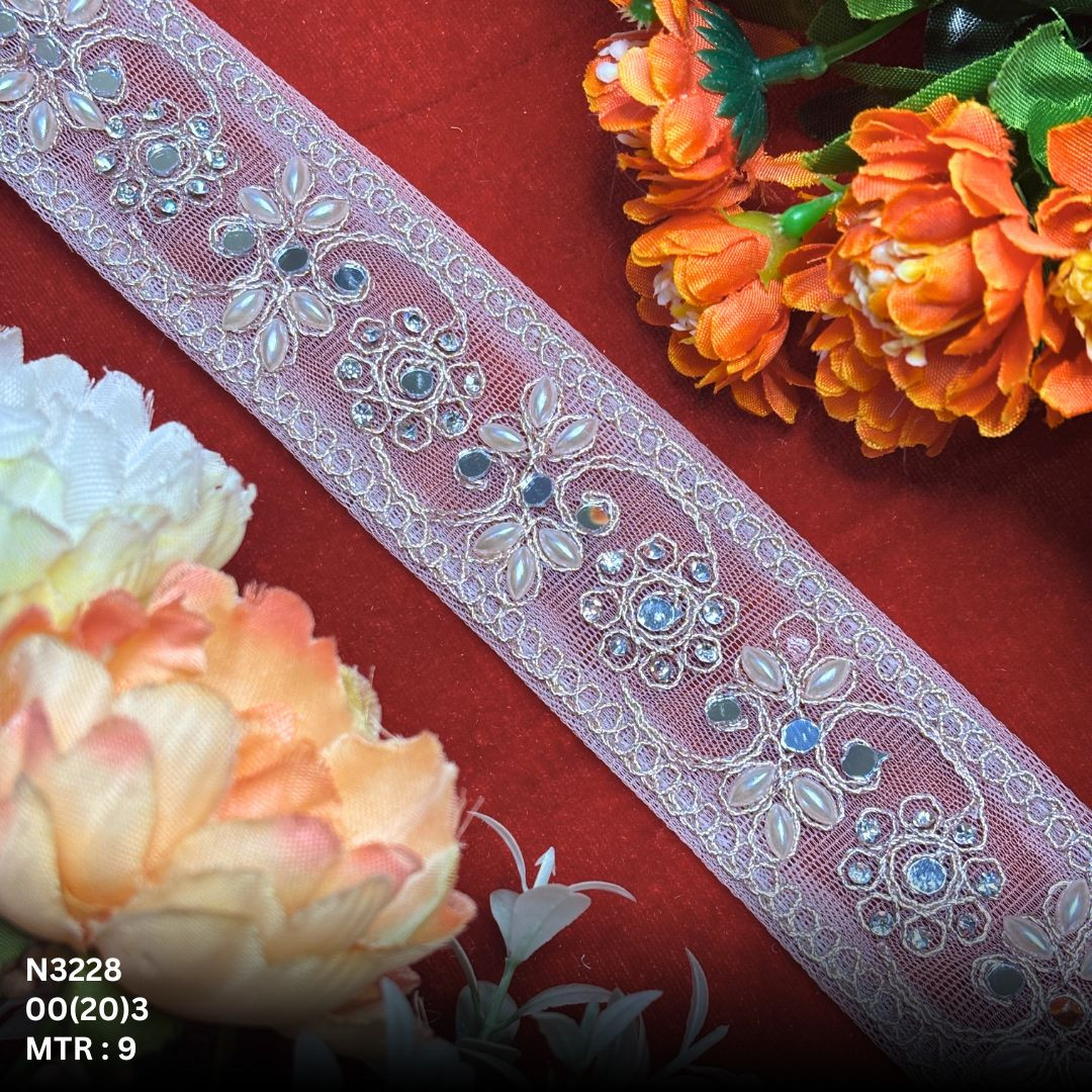 Premium Net Handwork Lace Border for Saree Bridal Wear