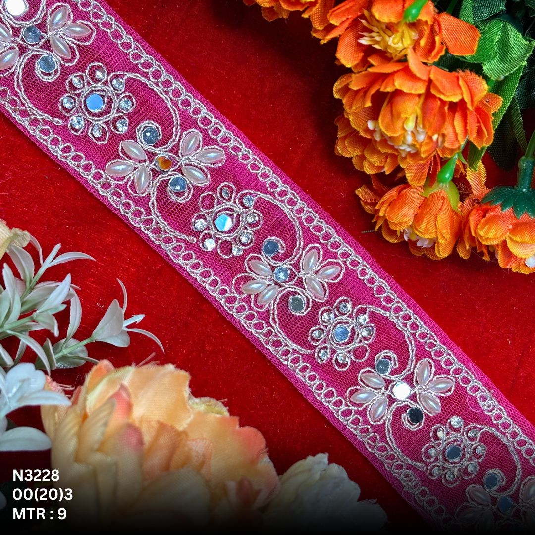Premium Net Handwork Lace Border for Saree Bridal Wear