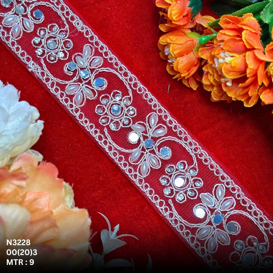 Premium Net Handwork Lace Border for Saree Bridal Wear