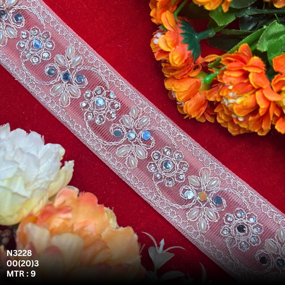 Premium Net Handwork Lace Border for Saree Bridal Wear