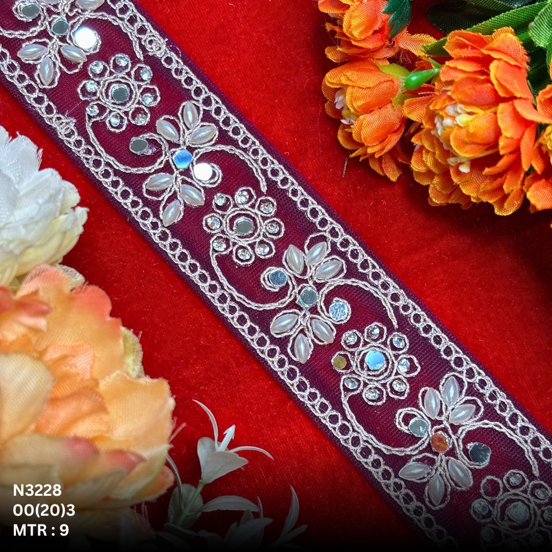 Premium Net Handwork Lace Border for Saree Bridal Wear