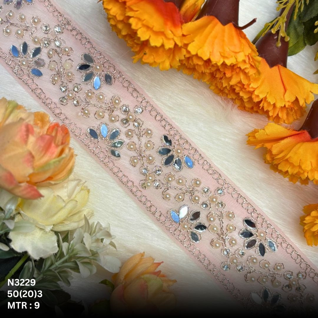 Premium Net Handwork Lace Border for Saree Bridal Wear