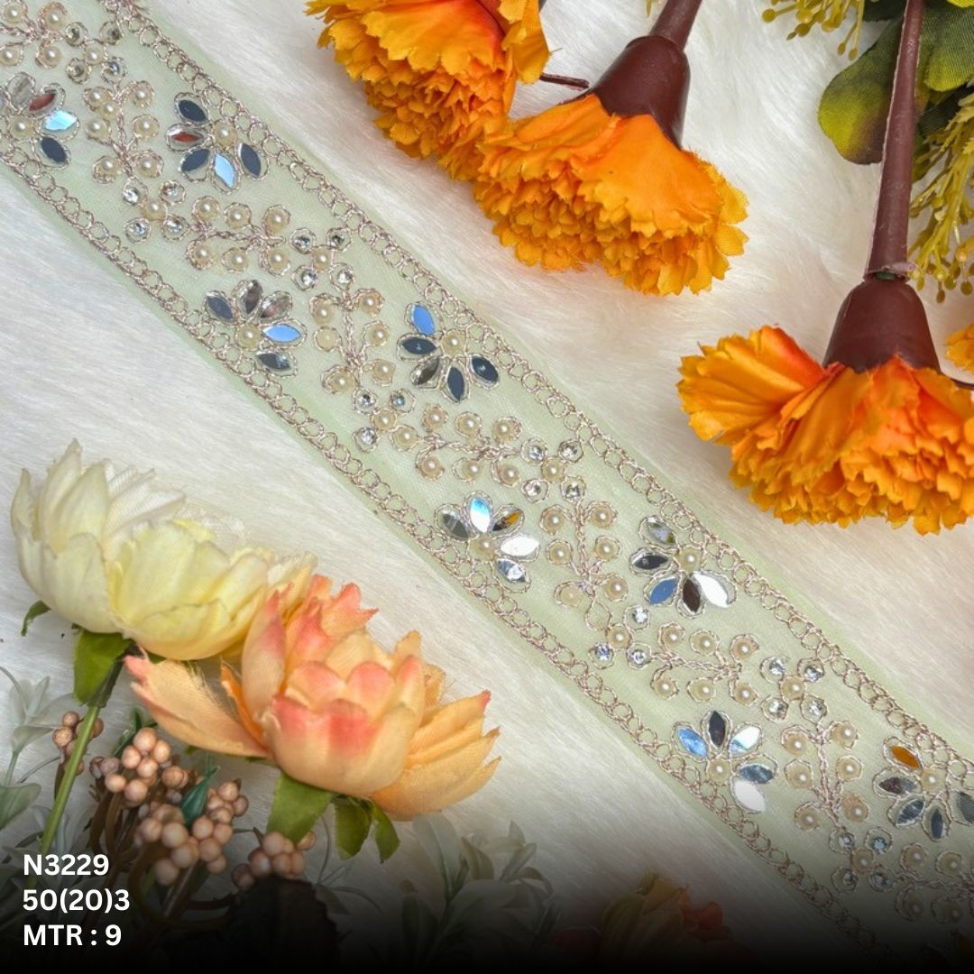 Premium Net Handwork Lace Border for Saree Bridal Wear
