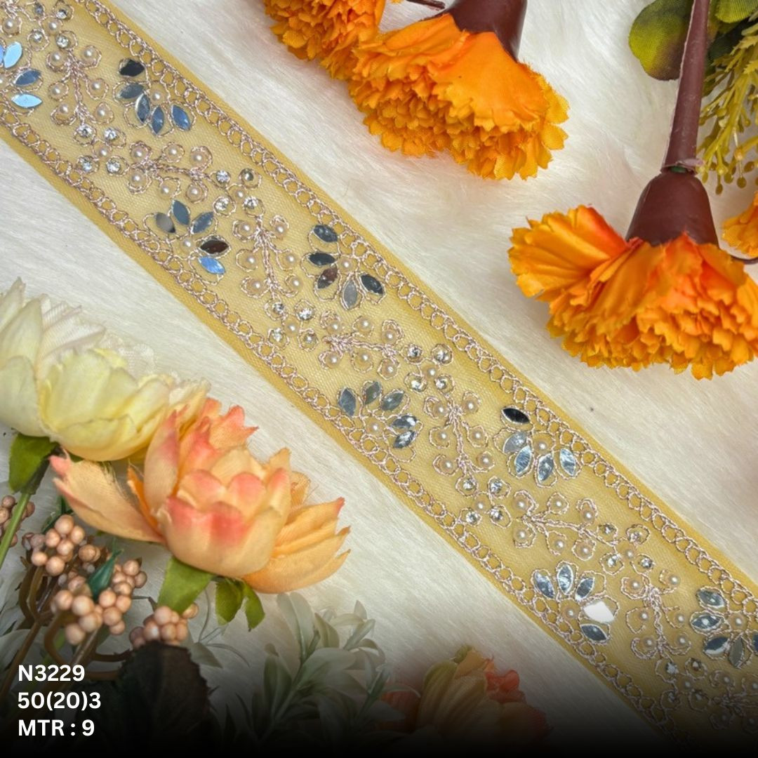 Premium Net Handwork Lace Border for Saree Bridal Wear