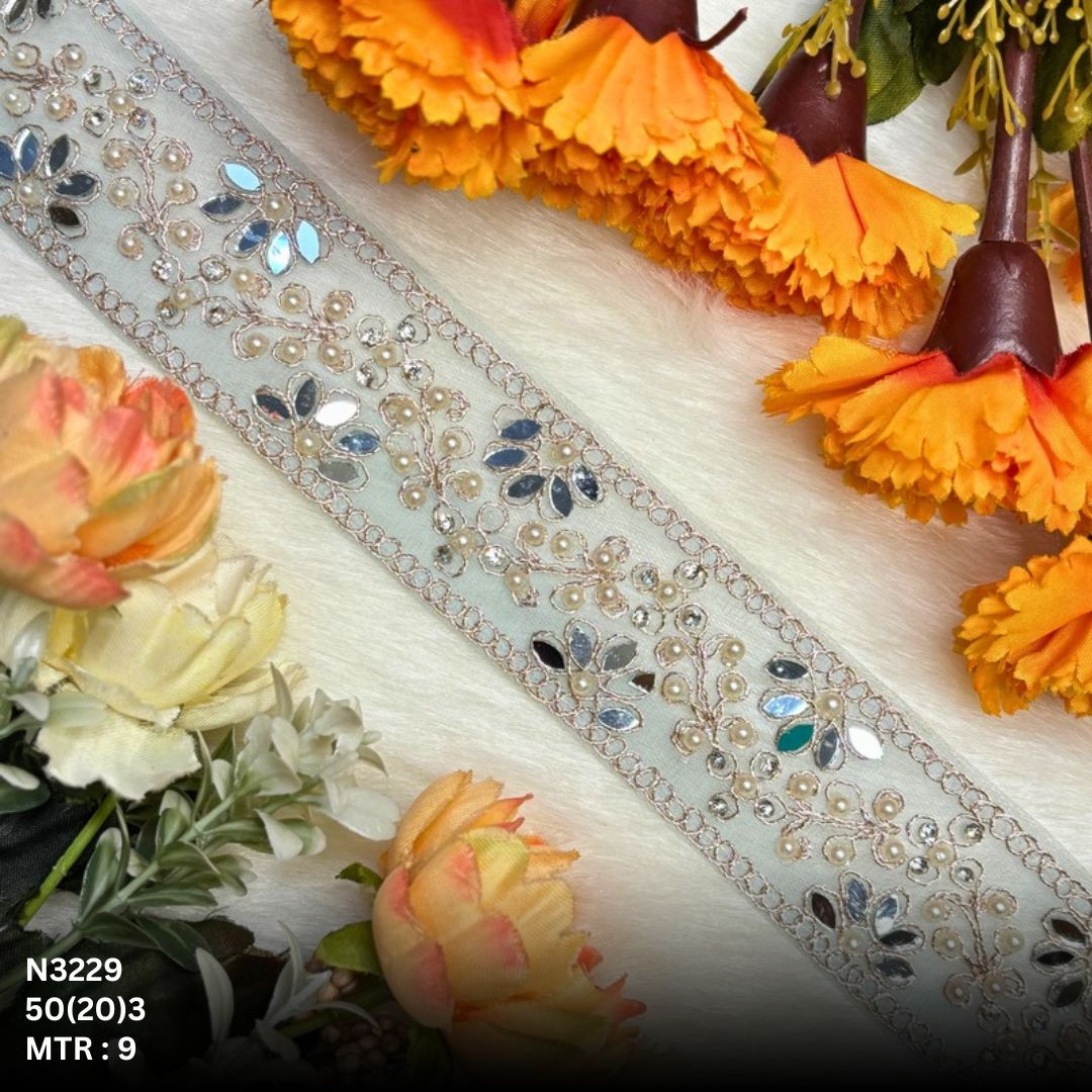 Premium Net Handwork Lace Border for Saree Bridal Wear