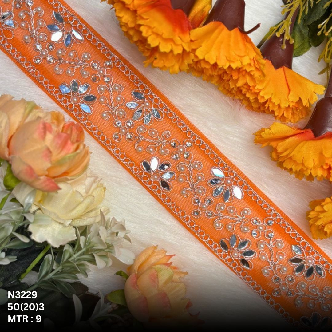 Premium Net Handwork Lace Border for Saree Bridal Wear