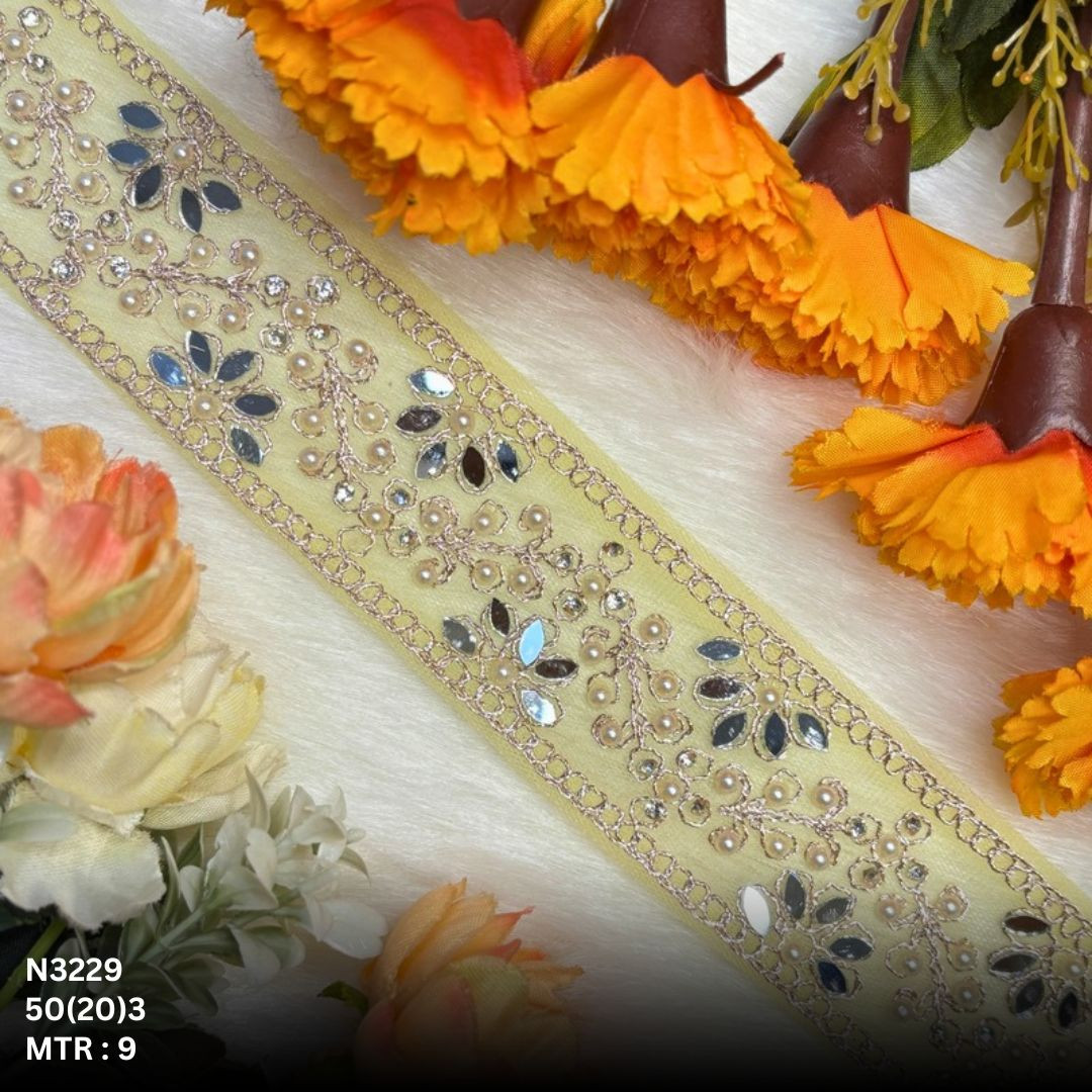 Premium Net Handwork Lace Border for Saree Bridal Wear