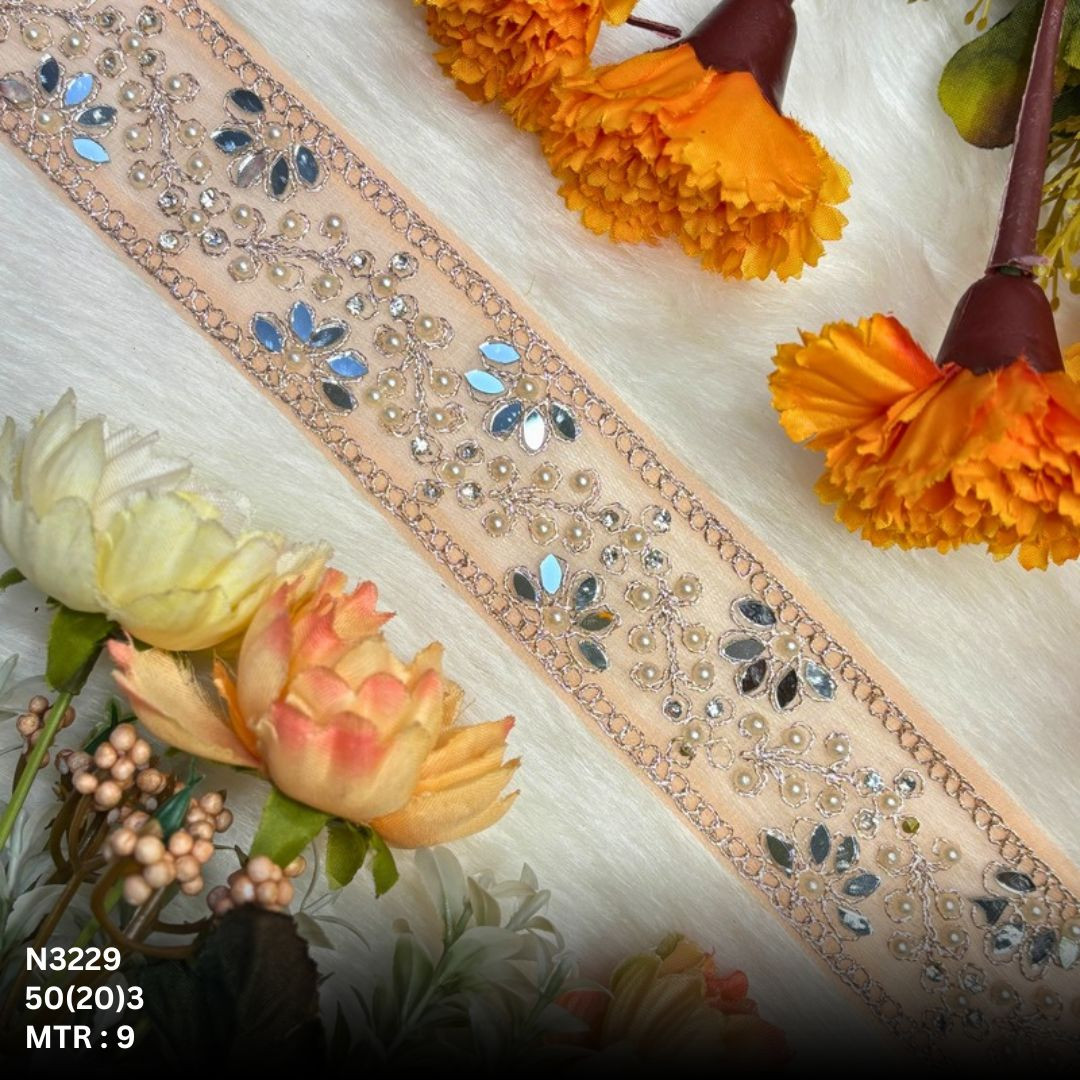 Premium Net Handwork Lace Border for Saree Bridal Wear