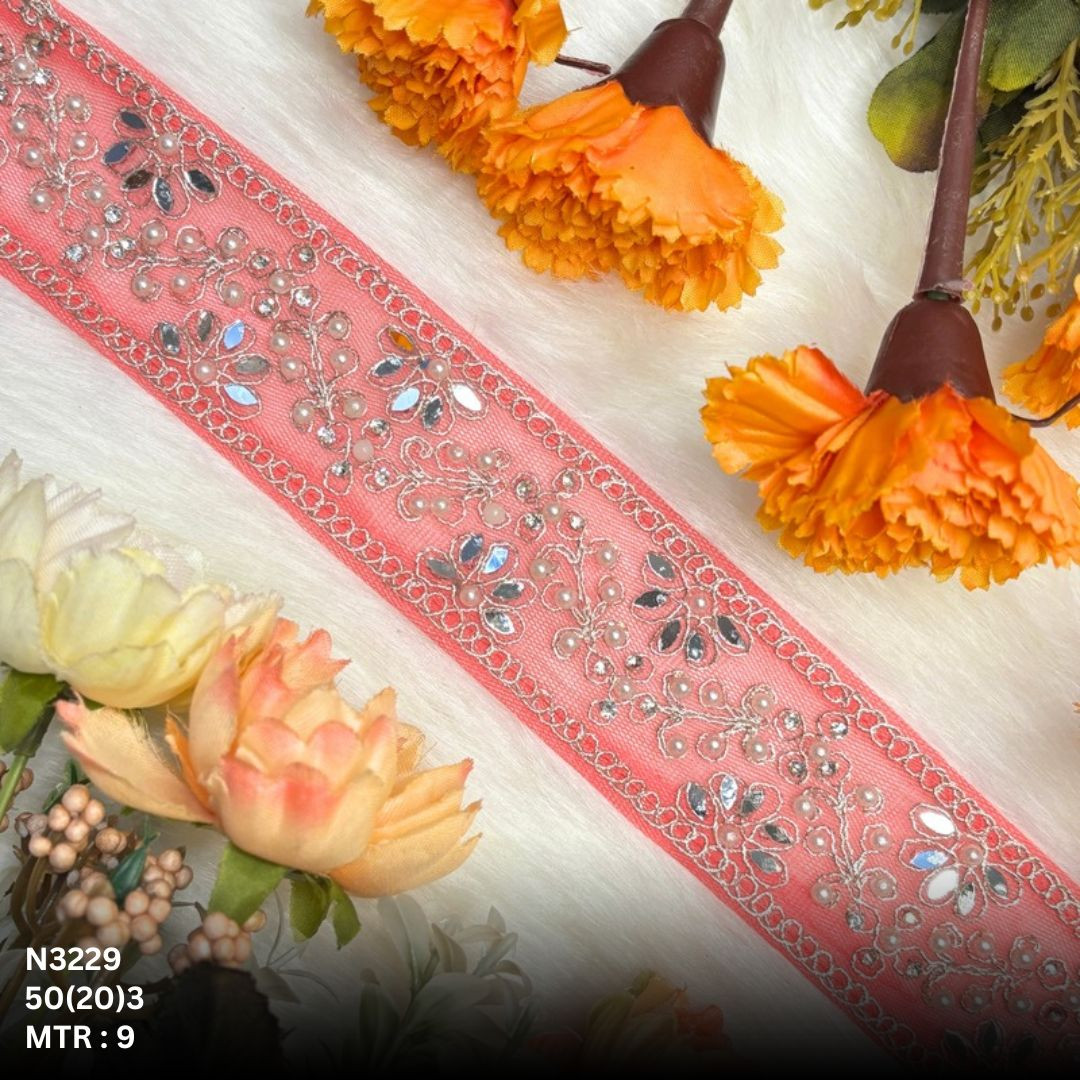 Premium Net Handwork Lace Border for Saree Bridal Wear