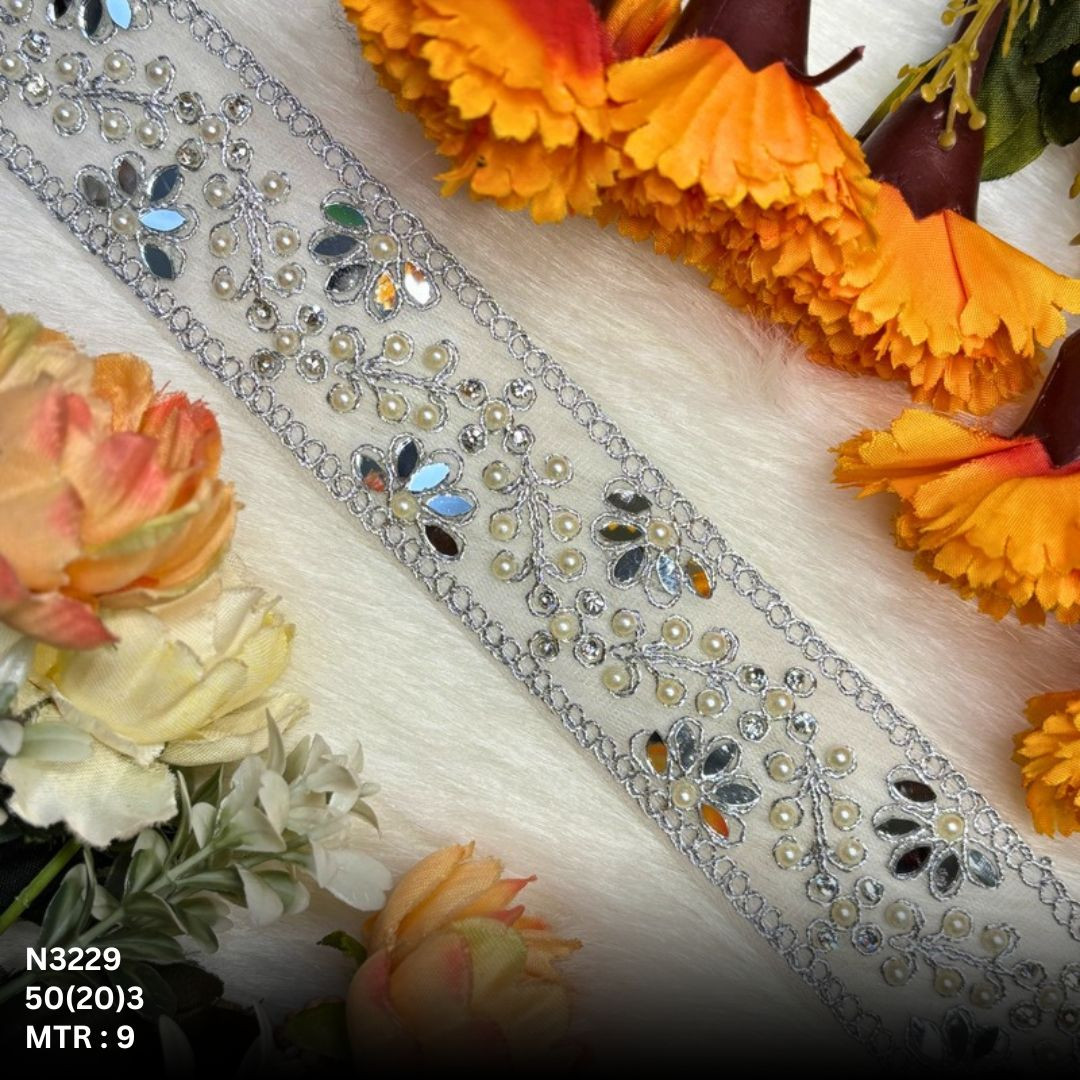 Premium Net Handwork Lace Border for Saree Bridal Wear