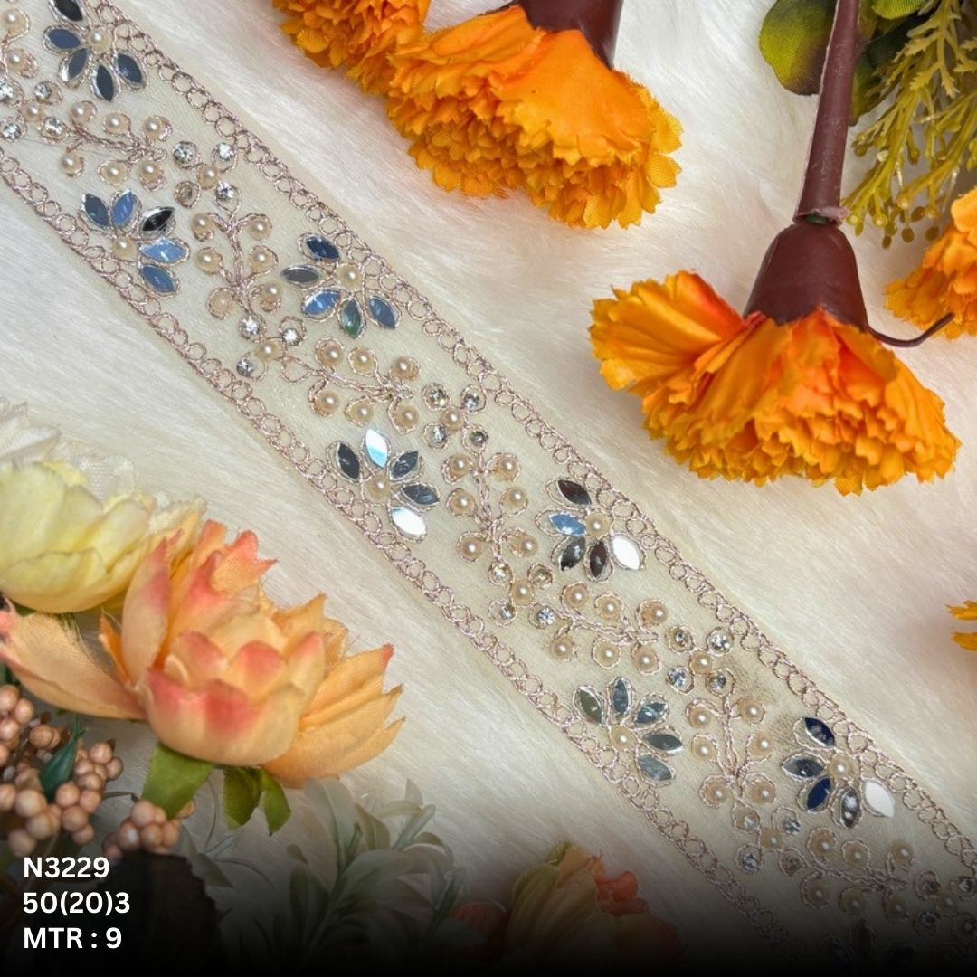 Premium Net Handwork Lace Border for Saree Bridal Wear