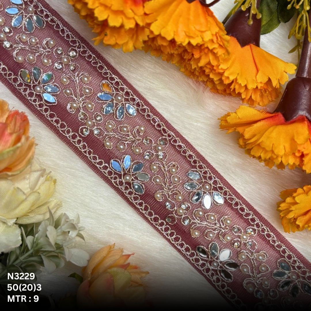 Premium Net Handwork Lace Border for Saree Bridal Wear